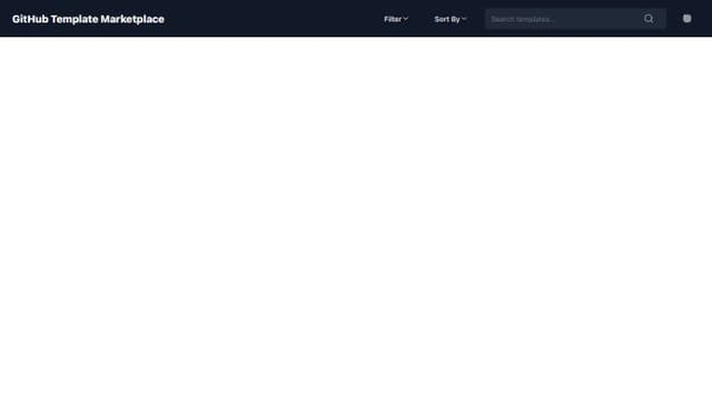 Thumbnail for prompt: Add a search engine below the header with multiples filters (technology, rating). Add some sorting system (date price). Add an option to switch from grid view to list view. Display the projects in the list view now. On the card I would ike to display the main technologies used in the template. 