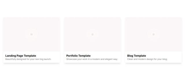Thumbnail for prompt: Explore Our Templates
Browse through our collection of professional templates that cater to every industry and style preference.
use shandcn ui and have image and the content 3 cards large heith image and short two line content and make it astectic and modren 
