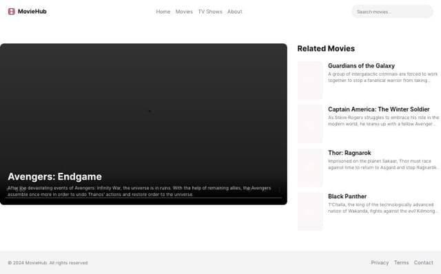 Thumbnail for prompt: generate movie website with vidsrc