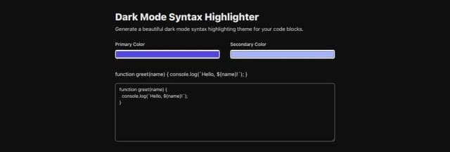 Thumbnail for prompt: A dark-mode syntax highlighting theme generator for code blocks. 