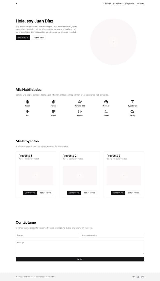 Thumbnail for prompt: Necesito una idea de portfolio para desarrollador web, quiero que tenga un tema moderno y minimalista. tambien que tenga animaciones llamativas
