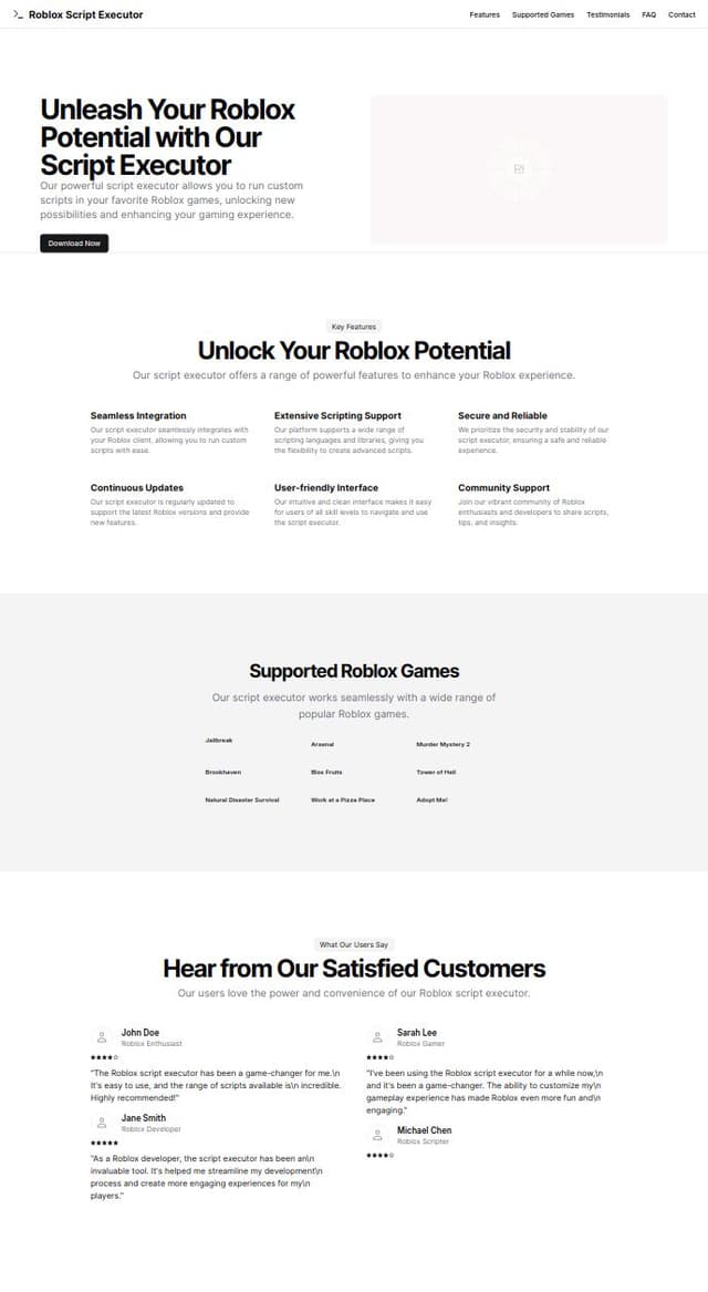 Thumbnail for prompt: make me a website for a roblox script executor