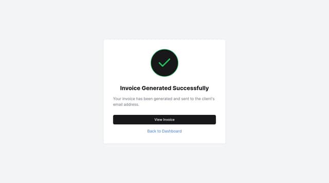 Thumbnail for prompt: A view that confirm an invoice generated successfully with a check icon