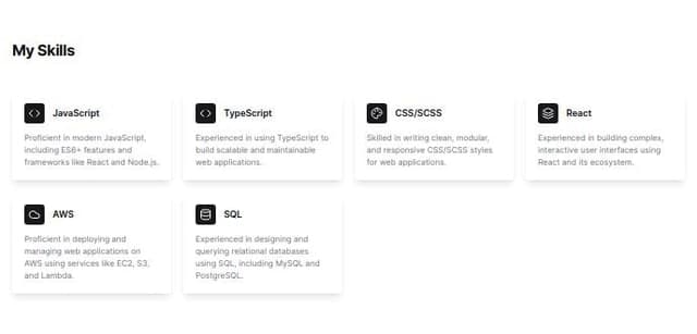 Thumbnail for prompt: my skills section for a portfolio website of a web developer