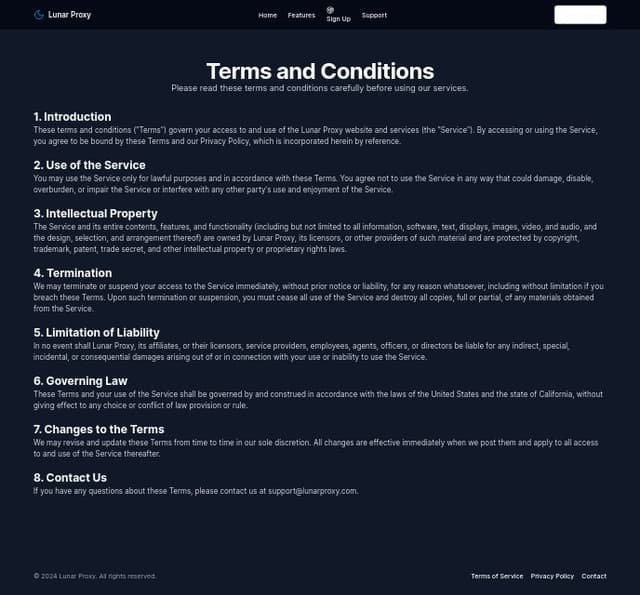 Thumbnail for prompt: create a modern looking terms and conditions page following the same format of the current site