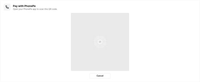 Thumbnail for prompt: upi qr code screen with cancel button