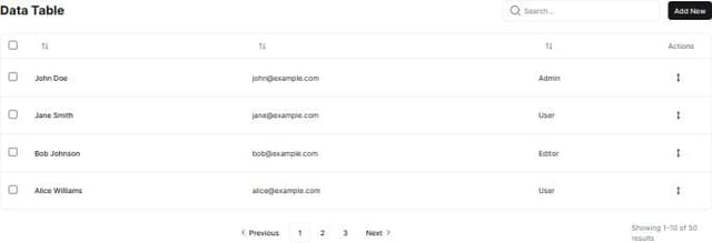 Thumbnail for prompt: shadcn ui data table example