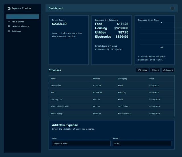 Thumbnail for prompt: Expense tracker web app