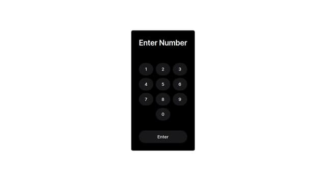 Thumbnail for prompt: Make the keys circles and a little bit closer together.  I want the background to be black and the buttons to be white.  Bring the enter button up a little bit so it's closer to the number keys.