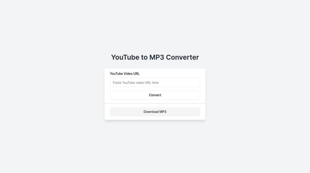 Thumbnail for prompt: A UI for a Youtube video to mp3 converter