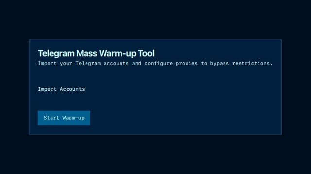 Thumbnail for prompt: Mass automated warm-up tool for Telegram accounts, allowing accounts to be imported using TDATA or .session and .json files.
Make it proxy support for each account.