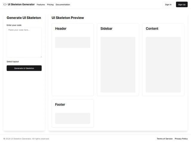 Thumbnail for prompt: A Ai tool to create ui skeleton from source code