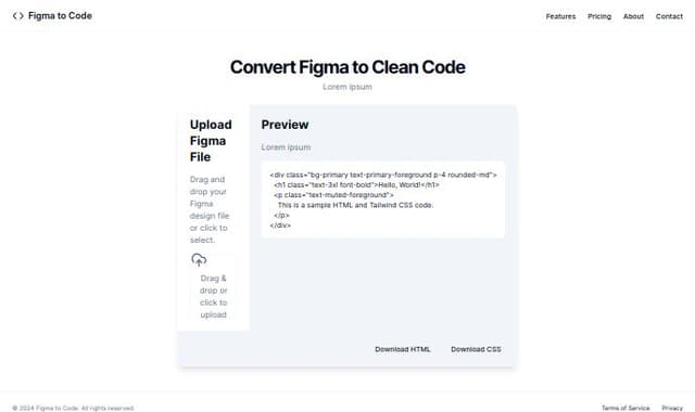 Thumbnail for prompt: generate a frontend SaaS that converts a Figma design into clean and functional HTML and CSS