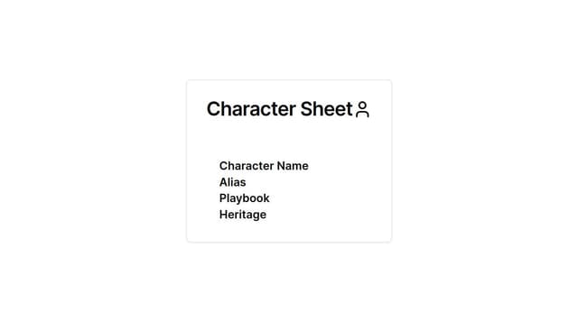 Thumbnail for prompt: Create a character sheet for Blades in the Dark