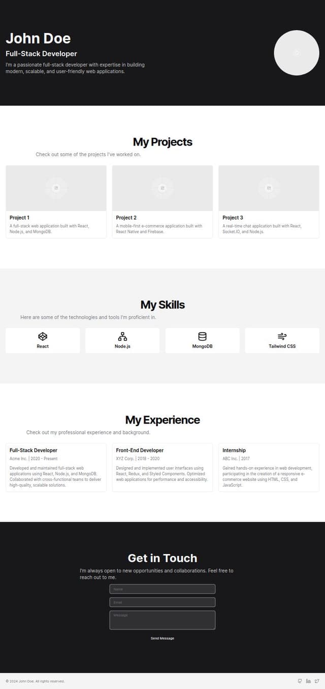 Thumbnail for prompt: Create a portfolio for full-stack developer, modern
