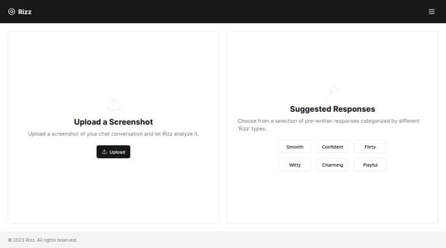 Thumbnail for prompt: create a rizz app where users can upload image of their chat and ai will reply with the best possible way to reply...users can also choose from different types thats available