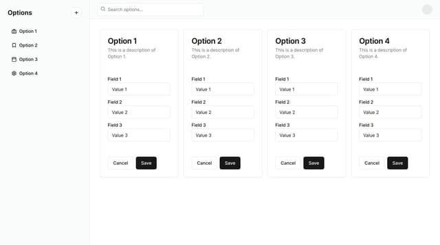 one Dashboard that have two sides ,right side have list option to ...