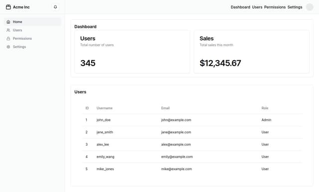 Thumbnail for prompt: Create an admin panel component