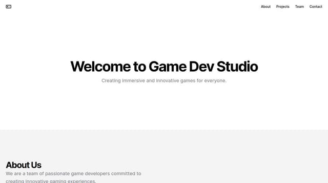 Thumbnail for prompt: modern single page website for game development studio