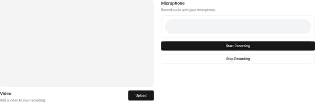 video recording and mic interface | A shadcn/ui and v0 generation - v0
