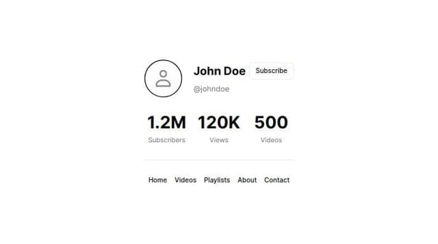 Thumbnail for prompt: A profile page for YouTube creator channel with channel profile picture, channel name, links from YouTube profile which are taken directly from their YouTube channel. Subscribe button which prompts to the youtube subscribe button with bottom Navigation bar