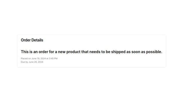 Thumbnail for prompt: create a card for the order, where user types the order, and card displays the order and the time created and due date
