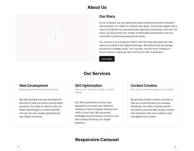 Thumbnail for prompt: other section about us, is a landpage a i need de carosel change