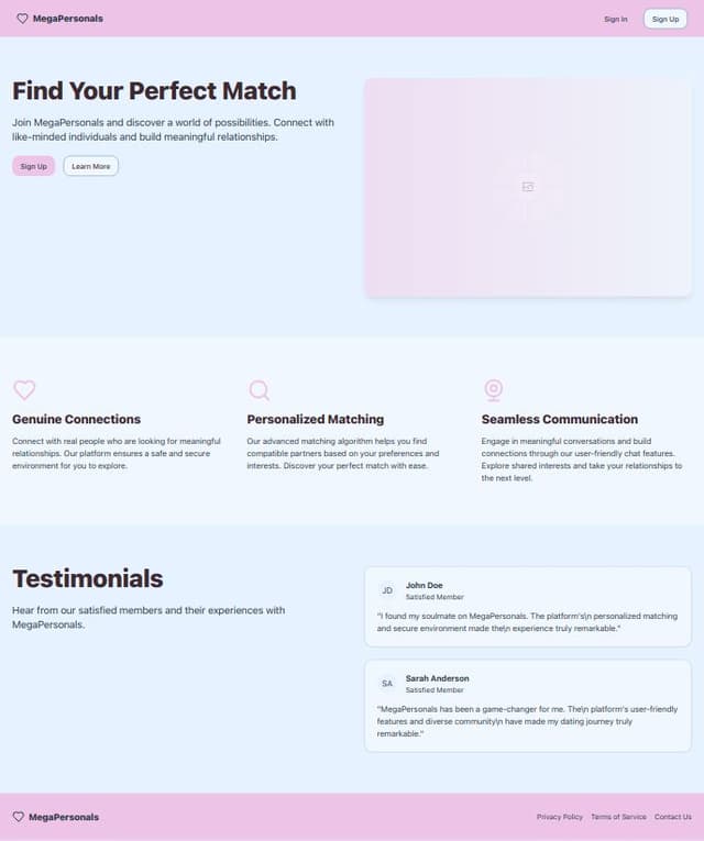 Thumbnail for prompt: https://megapersonals.eu full website clone