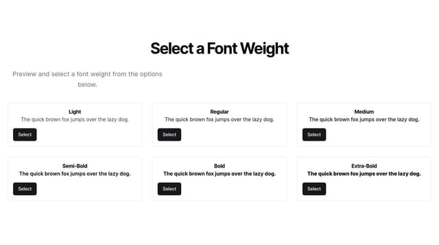 Thumbnail for prompt: give me options to select a font in different weights 