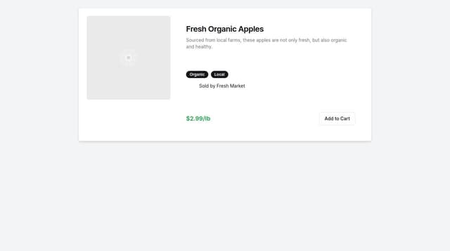 Thumbnail for prompt: create product info for fresh market  application