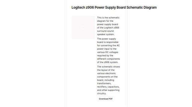 Thumbnail for prompt: Logitech z906 power supply board schematic diagram