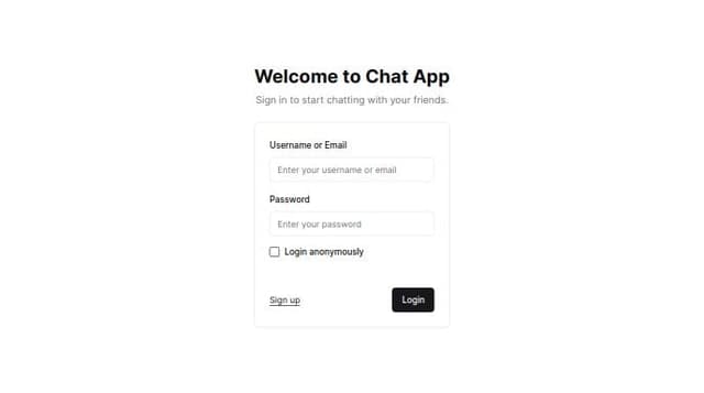 a login form for an app chat in real time, with posibility to login ...