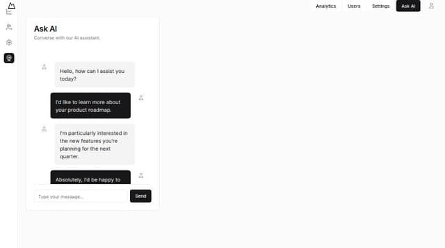 Thumbnail for prompt: create a admin dashboard with a ask ai chatbot page 