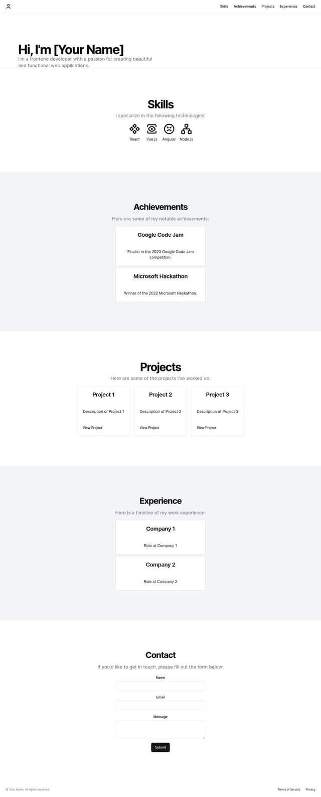 Thumbnail for prompt: create a personal portfolio that showcases skills, achievements and projects. website should serve as a professional representation of who am i and what i offer.
I'm a frontend developer with 3.5+yrs of experience