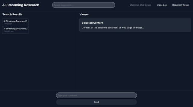 Thumbnail for prompt: make the default viewer whatever is selected in the top right, hide the other windows when they are not active, i need a chat component at the bottom of the screen to command and control