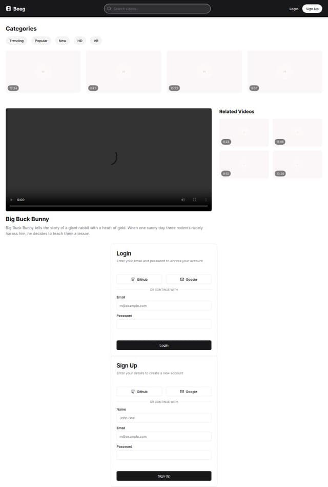 Thumbnail for prompt: beeg.com clone