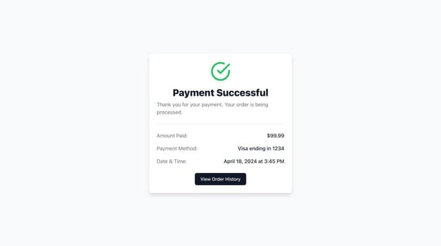 Thumbnail for prompt: create payment success page using shadcn ui 
