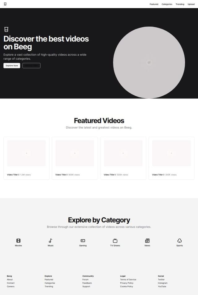 Thumbnail for prompt: Beeg.com webpage design