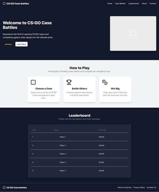 Thumbnail for prompt: a casino website for csgo with case battles