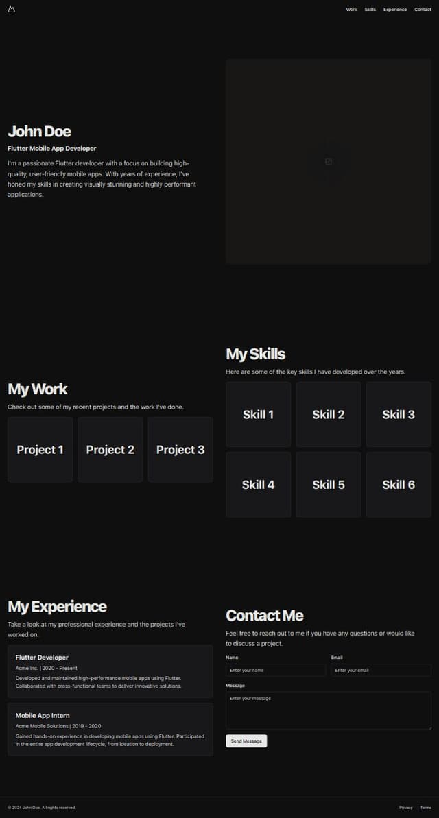Thumbnail for prompt: complete th web site with all features skils work experienc and contact