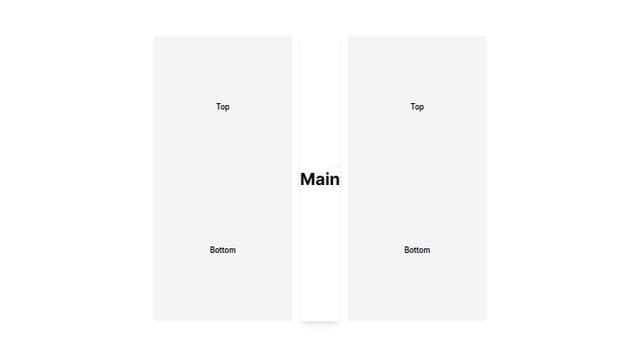 Thumbnail for prompt: generate a 3 panel horizontal design using shadcn where the panels are resizable and a main large panel in the middle. The 2 panels on the outside should have vertical resizable panels 