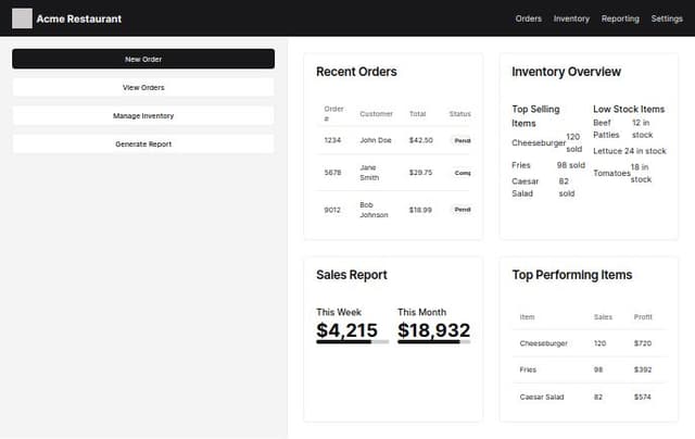 Thumbnail for prompt: design a restaurant pos interface