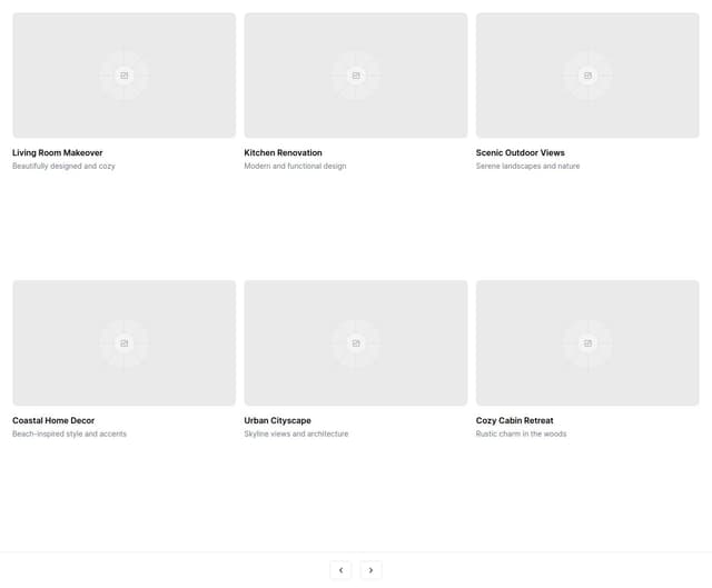 Thumbnail for prompt: gallery of images in masonry grid with pagination
