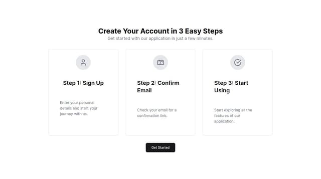 Thumbnail for prompt: Create a section where I explain three steps to create an account in a web application