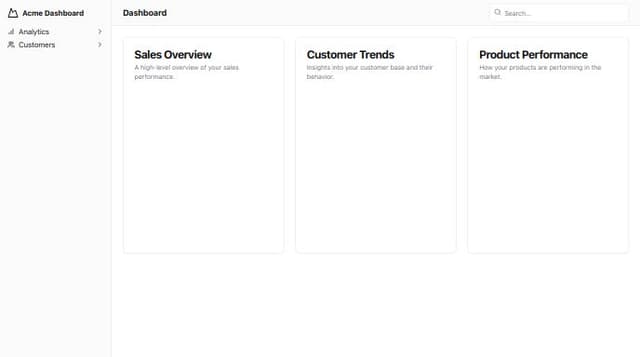 A simple Dashboard with a sidebar with simple buttons to show the ...