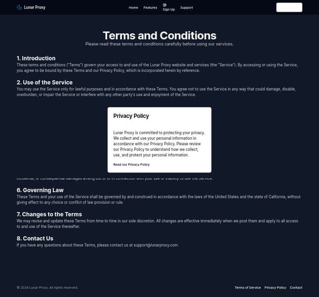 Thumbnail for prompt: create a card for privacy policy at the end centered at the bottom of the page