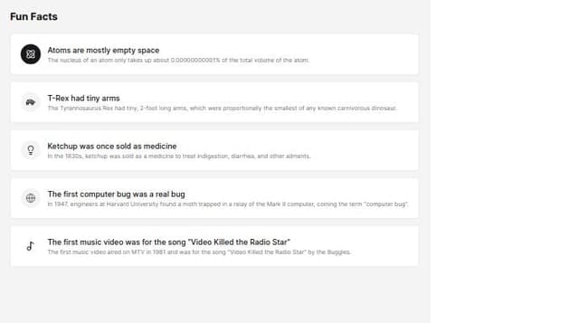 create a cool list of fun facts for a sidebar | A shadcn/ui and v0 ...