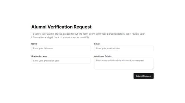 Thumbnail for prompt: a details page for Alumni Verification Request
