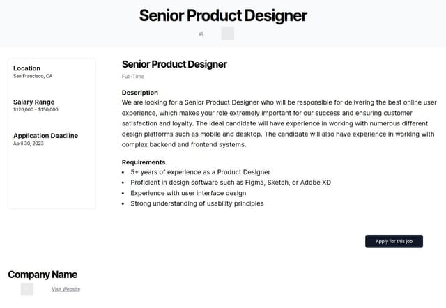 Thumbnail for prompt: add a section by the left for company name, logo and link to website, it should be responsive