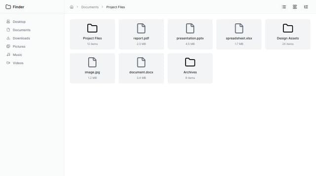 Thumbnail for prompt: Folder and file Explorer like MacOS Finder